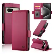 Wallet Case for Google Pixel 8,Slim Protective Shockproof Case With Card Holder,Premium PU Leather Kickstand-Red