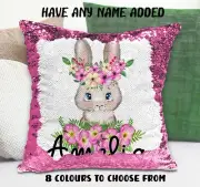 Bunny Rabbit Cushion Cover Sequin Throw Pillow Easter Bunny Gift Personalised