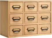 Desktop Storage Cabinet 9 Drawer Mini Chest Metal Handles