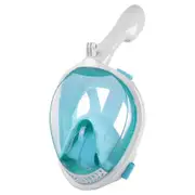 Underwater Snorkeling Mask Full Face Water Sport Scuba Diving Snorkeling Masks Wide View Anti-Fog Submarine Mask Color White And Green Size S/M