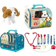 15 PC Realistic Robot Puppy - Interactive Walking Barking Dog with Singing/Tail Wagging Educational Play Plush Birthday Gift for 2-5 Years Old Girls