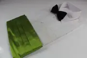 Mens Light Green Cummerbund & Black Bow Tie Set