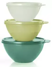 Tupperware Wonderlier Bowl Set GREEN Nesting Butterfly Seal Airtight Leakproof