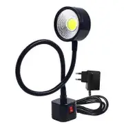 Wwxx XHW LED Work Light Magnetic Base Flexible Gooseneck Lamp 220V 5W for Lathe Milling Drill Press Industri black