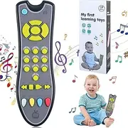 Baby TV Remote Toy with Music, Kids Early Learning Musical Toys, Toddler Toys Gift with Realistic Play, Lights, and Sounds - Holiday Stocking Stuffers, Birthday and Kids Presents Toys Grey