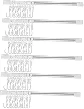 Parliky 6 Sets No-Punch Kitchen Rail Hook Removable Adhesive Hooks for Cabinets Seamless Wall-Mounted Utility Rack Multi-Functional S Hanger for Tools Tea Towels