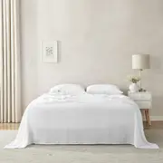 Natural Home Flax Linen Sheet Set White (Single, King Single, Double, Queen, King, Super King)