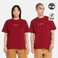 在飛比找momo購物網優惠-【Timberland】中性暗紅色新年特別款圖案短袖T恤(A