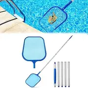 WEZCHUGHAOL Pool Skimmer - Pool Skimmer Net with 5 Section Adjustable Telescopic Aluminum Pole, 25''- 64'', Pool Net Skimmer Rake with Ultra Fine Mesh, Pool Leaf Skimmer for Swimming Pools,