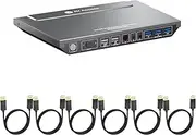 8K KVM Switch 2 Computers 2 Monitors DisplayPort 8K@60Hz 4K@165hz/144hz, DP KVM Switch Dual Monitors with USB 3.0 Ports, Audio Out, IR Remote, Hotkey Switch, with 6 DP Cables