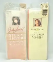 VTG Jaclyn Smith Woman’s Knee Highs Silky Sheer 2 Pair Size 8.5-11 (White)