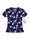 New, eliteMed 4-Way Stretch Print Scrub Tops, Pattern# 900-012NVY, S-2XL