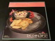 Vtg Anchor Hocking Ridged Serving Platter 13”/Chip Dip 5.5” 2 Pc Set New