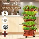 5 Tier Vertical Garden Strawberry Stackable Planters Petunias w/wheel Pancy