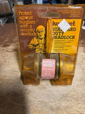 Vintage Kwikset Standard Duty Deadlock 665 CP Bright brass NOS USA Double Keyed