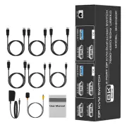 1 PC 2 In 2 Out Dual Monitor HDMI KVM Switch 4K 120Hz 8K USB3.0 KVM Switcher