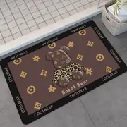 Bathroom Rug Strong Water Absorption Anti Slip Bottom Bath Mat Rug for Home Kitchen Bathroom Hotel Brown Leopard Bear 40x60cm