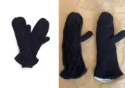 HAT ATTACK Micro Fur Lined Mitten NAVY blue warm Designer Gloves crochet One siz