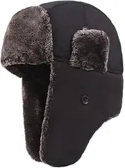 KJIASDFE Snow Cap Men's Cap Winter Hat Thicken Plus Velvet Ear Cap Cycling Windshield Men's Hat,Svart-6 7/8