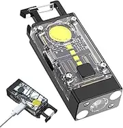 Key Flashlight, Key Flashlight - Pocket Torch - Mognetic 9 Modes Flashlight Keychain Lumens High Lumens Compact Pocket Pocket Torch for Travel and Emergency