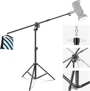 [NEEWER] 2-in-1 Photography Light Stand, Aluminum Alloy 9.7ft Heavy Duty Tripod Stand with 3.8ft Boom Arm and Empty Sandbag for Video Light, Strobe, Reflector, Softbox for Studio Photo Video Shooting