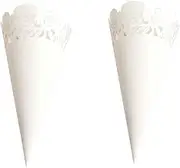 Gadpiparty 50pcs Wedding Confetti Cones Cone Appetizer Holder Food Tasting Cone Confetti Cone Holder Paper Petal Cones Serving Cone Candy Wrappers Vegetable Rack White Bouquet