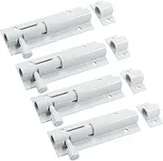 4 Pack 3" Barrel Bolt Lock White Slide Door Latch Lock Stainless Steel Security Door Lock for Bedrooms, Bathrooms, Cupboards, Pet Gate, Storage Units