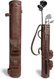 Leather Vintage Carry Golf Bag with Shoulder Strap, Standing Carry Golf Bags, Men's Basic Bag for Golf Clubs, Golf Stand Bags for Men, Mens Walking Golf Club Cart Bag, Lightweight Caddie Golfing Gear