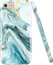 JIAXIUFEN Gold Sparkle Glitter Blue Marble Desgin Slim Shockproof Flexible Bumper TPU Soft Case Rubber Silicone Cover Phone Case for iPhone 7 iPhone 8 iPhone 6 6S