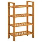 4-Tier Shoe Rack Solid Oak Wood Shoes Storage Cabinet Shelf Hallway Organiser