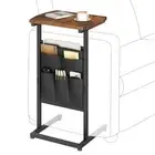 C Shaped End Table with Storage Bag, 28.3" Tall Small Side Table for Couch,
