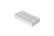 10 Pack of White Card Chocolate Sweet Soap Product Reatail Gift Box - 8 bay 3cm Compartments - Clear Slide On Lid - 16x8x3cm