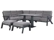 FurnitureOkay Mosman 7-Piece Aluminium Outdoor Modular Lounge Setting - Charcoal