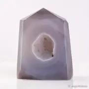 467g97mm Druzy Agate Geode Tower Point Natural Crystal Polished Quartz Healing