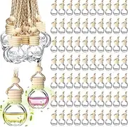Inbagi 100 Pcs 10ml Car Hanging Perfume Bottle Car Air Freshener Empty Glass Diffuser Bottles Hanging Fragrance Perfume Pendant Refillable Aromatherapy Essential Oils Bottle Auto Ornaments Decor