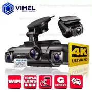 WIFI Triple Dash Camera Vehicle Security System 256GB Front Rear Lens UHD 4K