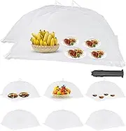 JCQMZB Food Cover Food Tent Set, 2 Extra Large 40"X24" and 6 Standard 17"X17" Mesh Food Covers for Outside, 8 Pack Collapsible, Reusable Pop-Up Umbrella Food Nets for Picnics, Outdoor Camping, BBQ