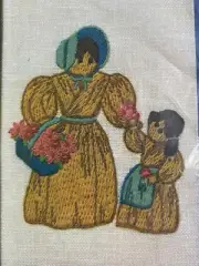 VTG NOS crewel stitchery kit Cornhusk Family 5"x7" embroidery WonderArt #5112