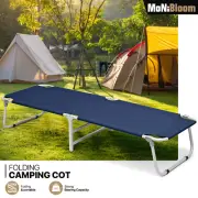 Navy Blue Camping Cot Folding Hiking Recliner Portable Military Bed w/Dust Cover