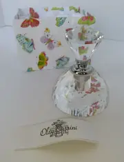 Oleg Cassini Crystal Faceted Perfume Bottle with Glass Dipper Heavy Signed
