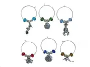 WINE GLASS SEASHORE CHARMS - set of 6 (style 1)