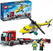 LEGO City Rescue Helicopter Transport 60343 Kids Building & Construction Toys, Helicopter & Truck Toy
