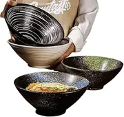 Creative Ceramic Bowl Household Lamian Noodles Soup Bowl Restaurant Bamboo hat Bowl Ajisen Lamian Noodles Rice Noodle Bowl Kitchen Accessories 创意陶瓷碗家用拉面汤碗餐厅竹帽碗味千拉面米粉碗/573