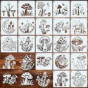 BFJ Mushroom Stencils for Painting 15cm Reusable Stencils Craft 20pcs for Fabric Wood Furniture Floors Wall Home Decor