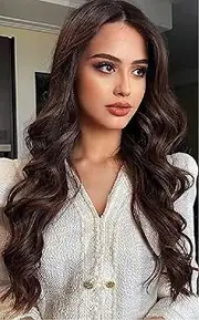 Long Wavy Wigs Mixed Brown Lace Front Wig Middle Parting Women Synthetic Hair Waves Long Wig Natural Wavy Brown Wigs for Women, 65 cm