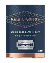 King C Gillette Double Edge Safety Razor Blades Platinum Coated Shaving 10/Pack