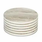 Marble Style Ceramic Drink Coasters w/ Soft Cork Bottom (6 CT)