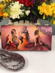 NWT ANUSCHKA "Flamenco Fiesta" Dancer Red Clutch Wallet with Removable Strap