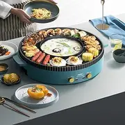 2 in 1 Hot Pot with Grill, Electric BBQ Grill, Independent Dual Temperature Control & Non-stick Pan, Multi-function Smokeless Barbecue Grill for Family and Friends Gathering