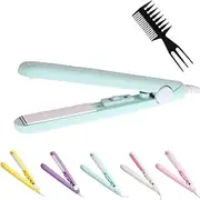 Mini Hair Curler, Werdeny Ceramic Mini Hair Curler for Short Hair Fine Hair, 2 in 1 Mini Ceramic Curler and Hair Straightener, Mini Curling Iron 1/2 Inch Barrel Short Hair (Blue)